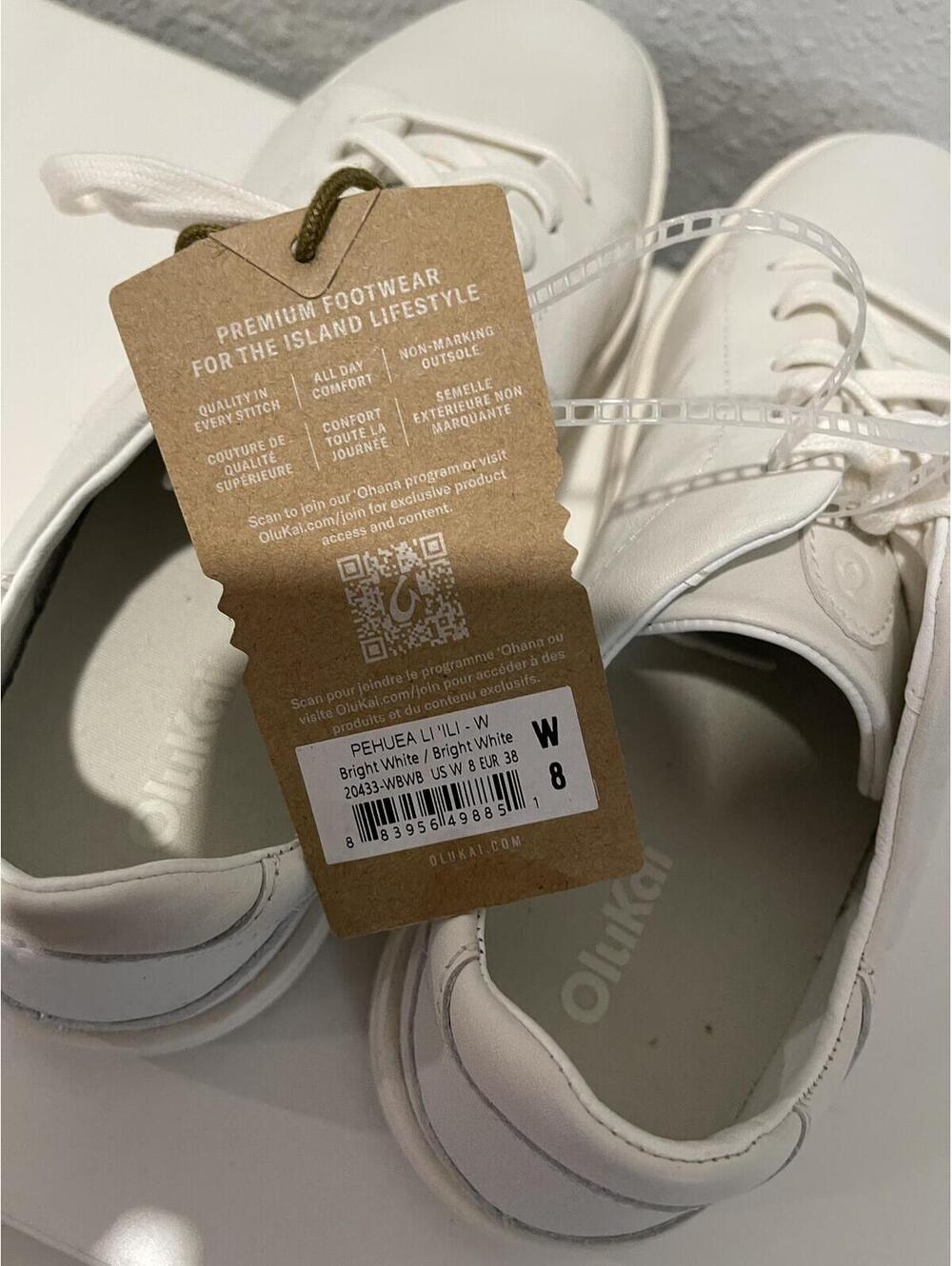 Olukai Pehuea Li'L W White Sneakers Women's Size 8 - Picture 5 of 7